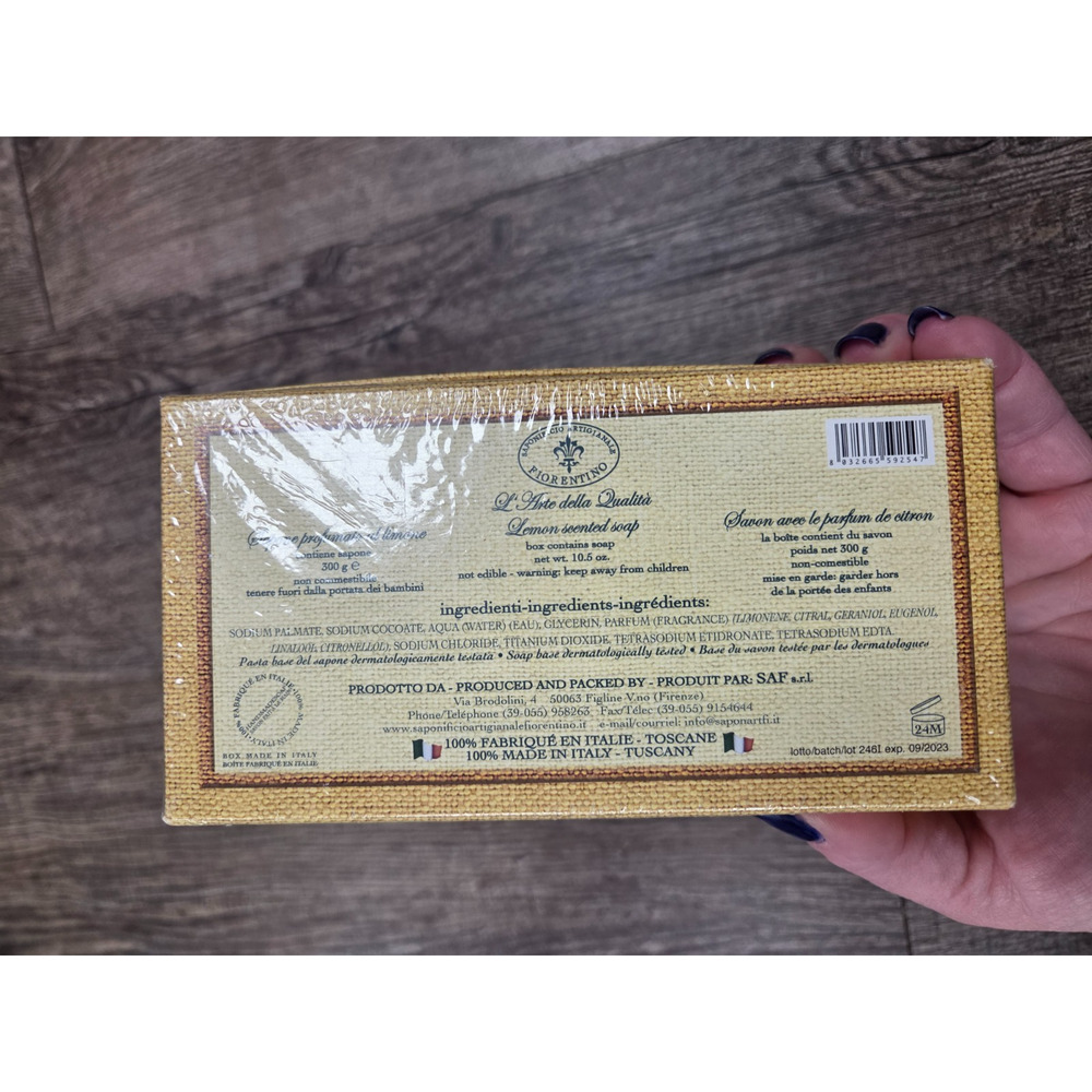 La Saponeria Firenze Lemon Scented Bar Soap 10.5 oz Made in Italy New NIP - Picture 3 of 3